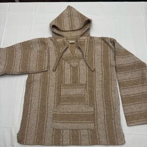 Artesanias Unisex Hoodie Tan Striped Size Medium